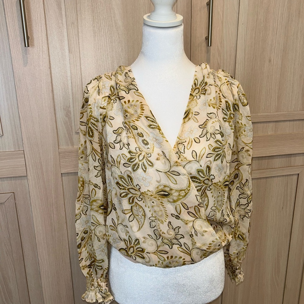 Generation Love Silk Paisley Wrap Bodysuit Blouse Size S